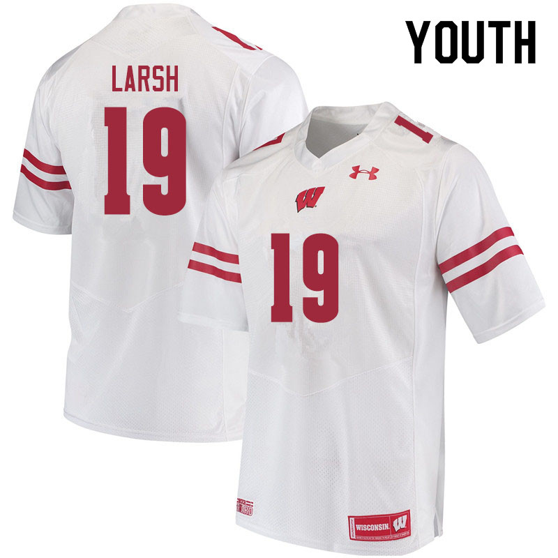 Wisconsin Badgers Youth #19 Collin Larsh NCAA Under Armour Authentic White College Stitched Football Jersey VY40C17CU